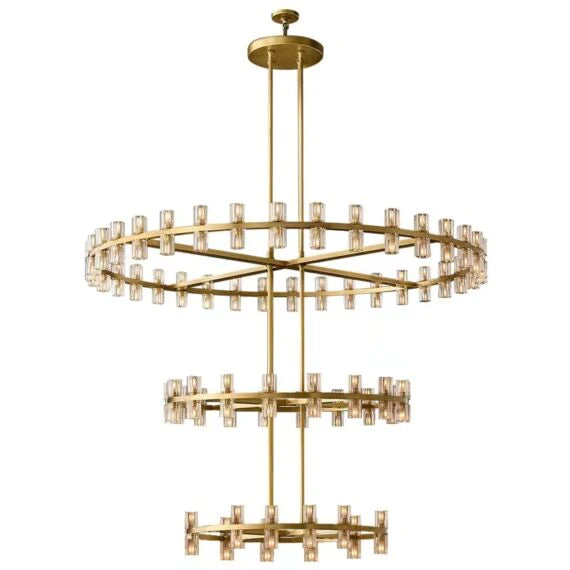 Aminda Modern Round 3-tier Crystal Chandelier For Living Room 60″,148-Lights chandelier Kevin Studio Inc Brass  