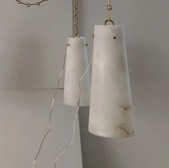 Contemporary Modern  Alabaster Modern 3-Light Marble Chandelier, Chain Adjustable Chandelier Kevin Studio Inc   