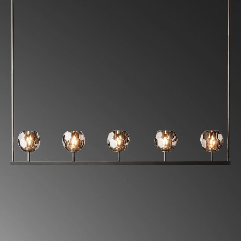 Floris Modern Crystal Ball Linear Chandelier 48", 60" chandelier Kevin Studio Inc 48" Matte Black Smoky