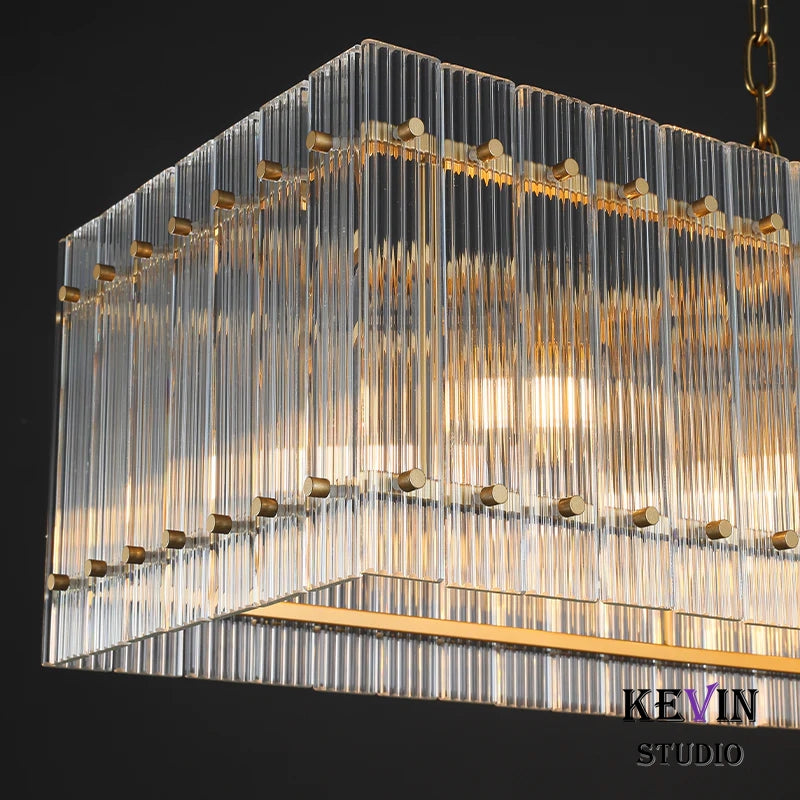 Soria Modern Glass Rectangle Chandelier 54", 72" chandelier Kevin Studio Inc   