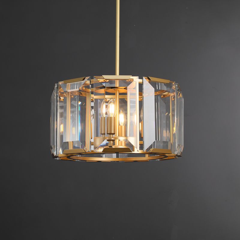 Helia Modern Faceted Crystal Glass Round Modern Chandelier 19", 31", 43", 60" chandelier Kevin Studio Inc 19'' Lacquered Burnished Brass 