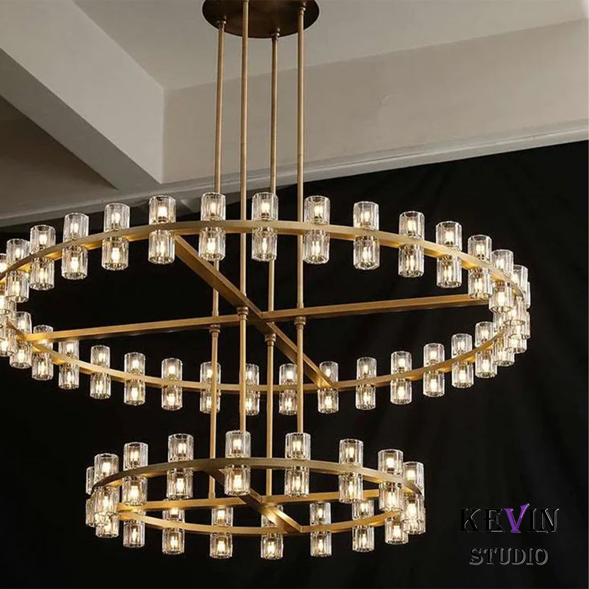 Aminda Modern Round 2-tier Large Crystal Chandelier For Living Room chandelier Kevin Studio Inc   