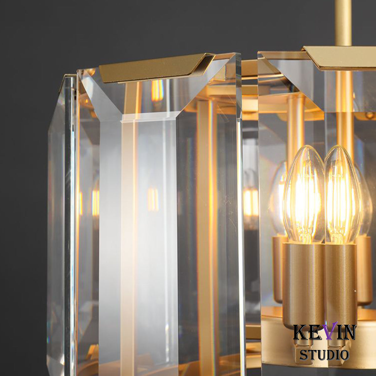 Helia Modern Faceted Crystal Glass Round Modern Chandelier 19", 31", 43", 60" chandelier Kevin Studio Inc   