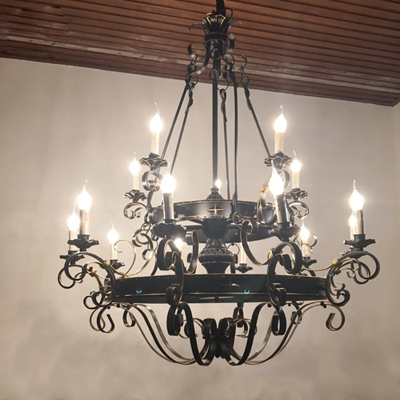 Vintage Iron Simple Candle Art Chandelier for Living Room / Villa / Stairs Chandeliers Kevinstudiolives   