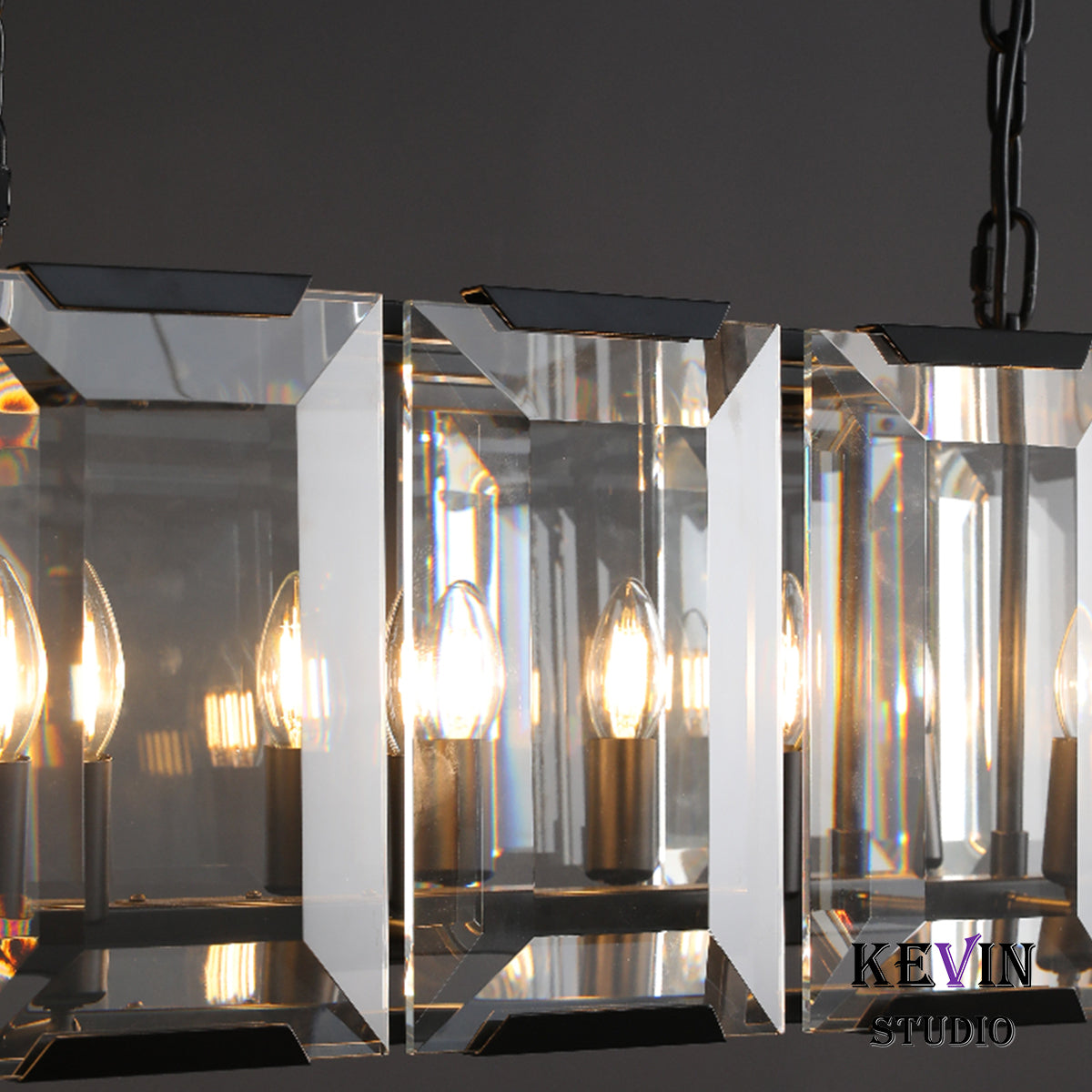 Helia Modern Faceted Crystal Glass Round Modern Chandelier 19", 31", 43", 60" chandelier Kevin Studio Inc   