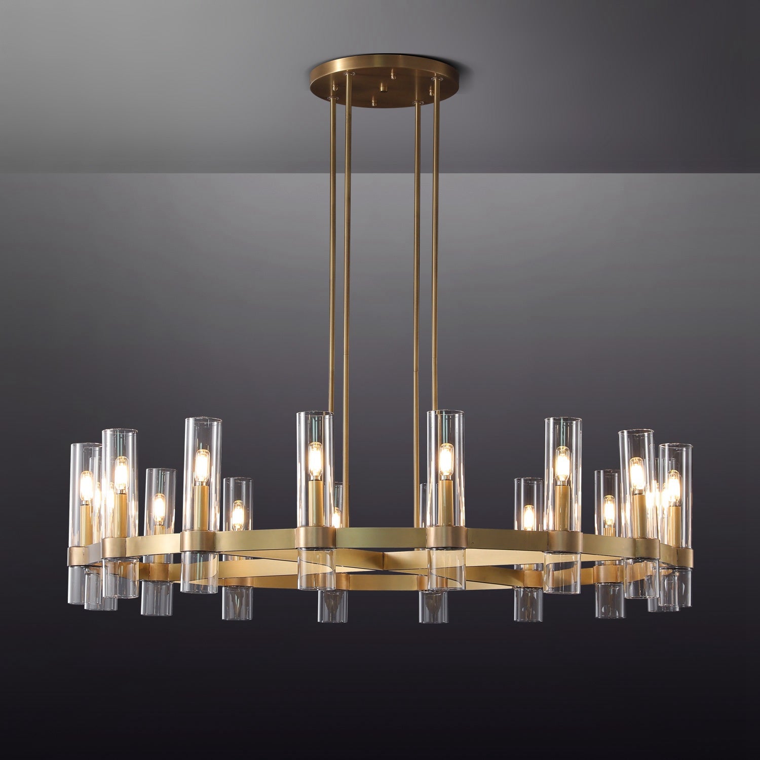 Develle Modern Round Glass Chandelier 36", 48", 60" chandelier Kevin Studio Inc 48" Lacquered Burnished Brass 