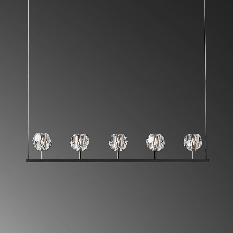 Floris Modern Crystal Ball Linear Chandelier 48", 60" chandelier Kevin Studio Inc 48" Matte Black Clear
