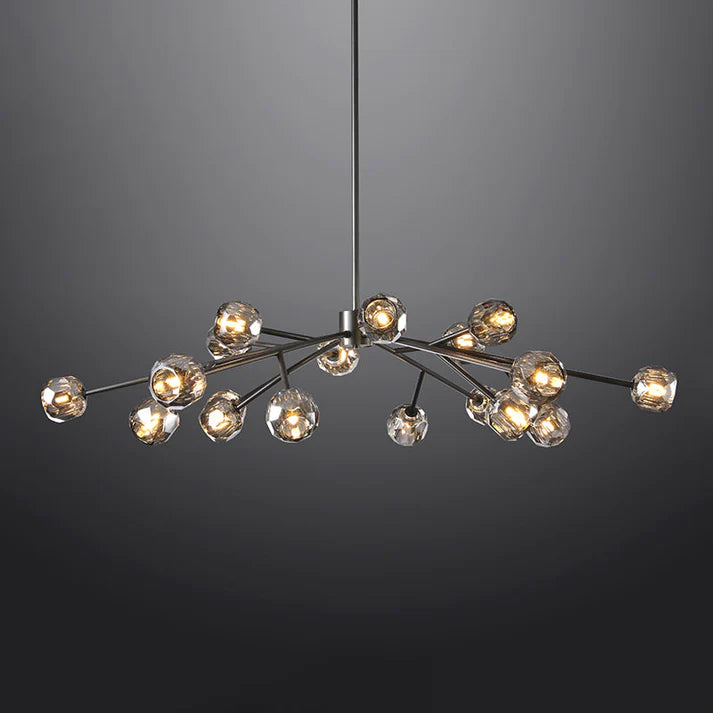 Floris Modern Crystal Ball Round Chandelier 60" Over Dining Table chandelier Kevin Studio Inc Matte Black Smoky 