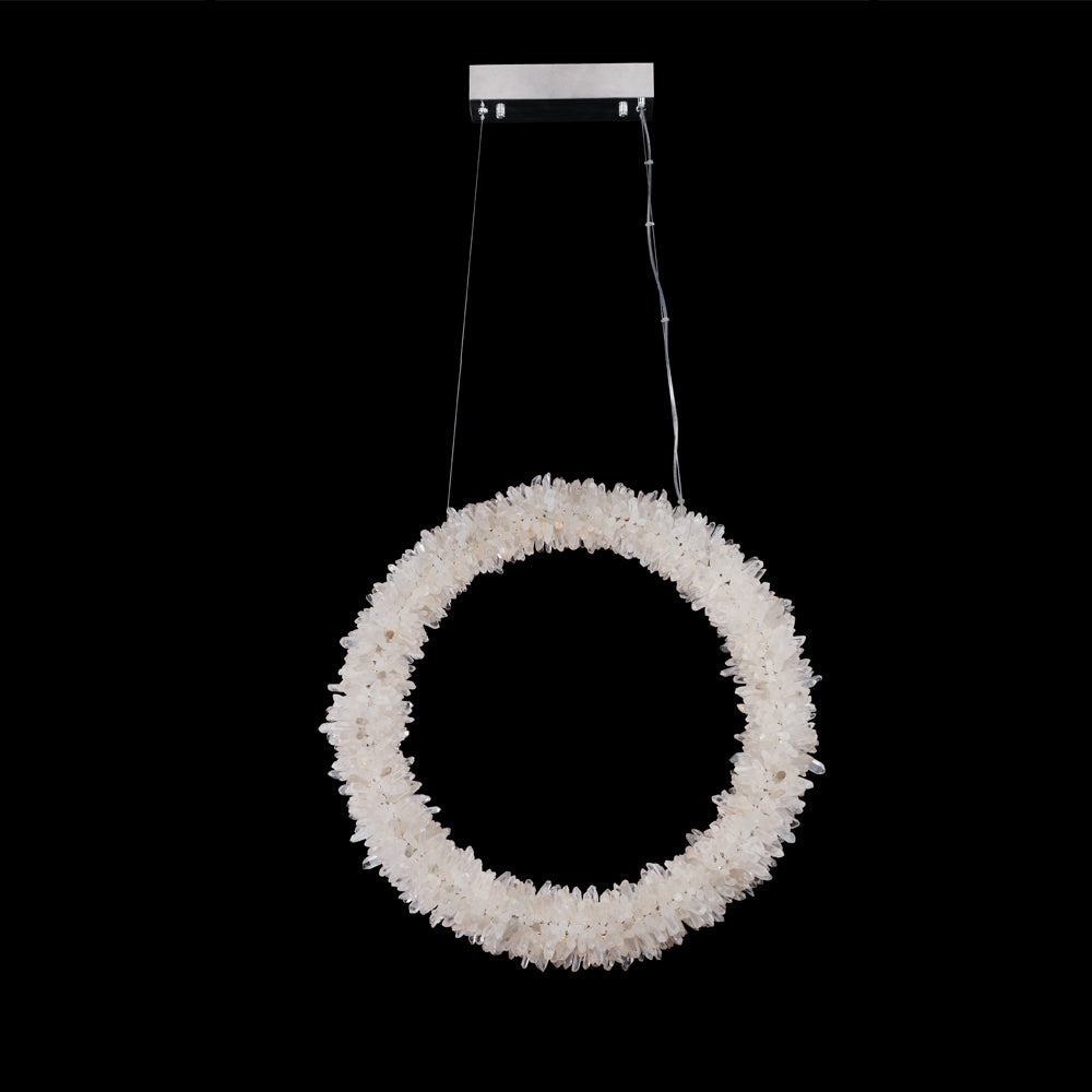 Rock Crystal Modern Geode Quartz Crystal Chandelier Vertical Hanging Ring Pendant Light Chandelier Kevin Studio Inc   