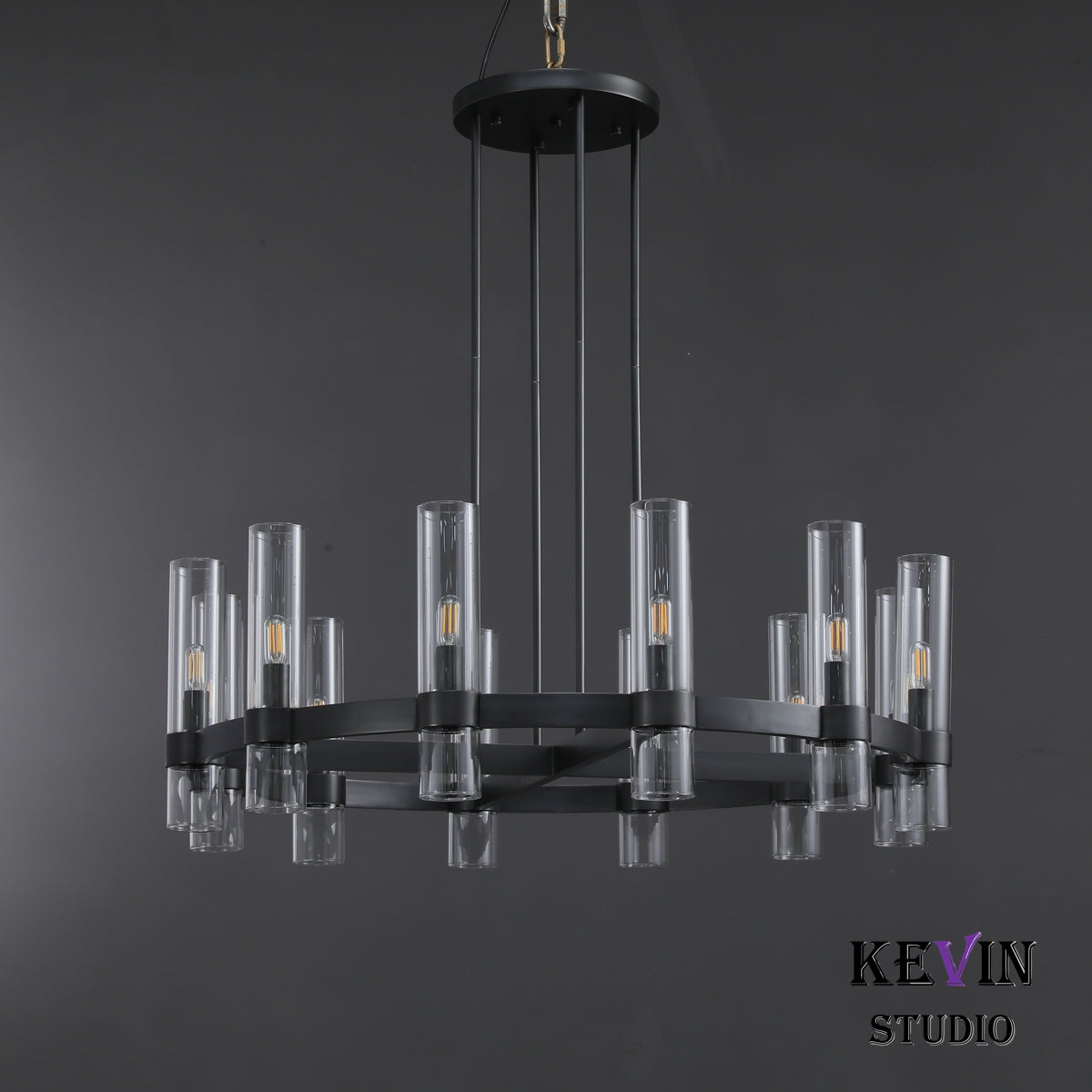 Develle Modern Round Glass Chandelier 36", 48", 60" chandelier Kevin Studio Inc   