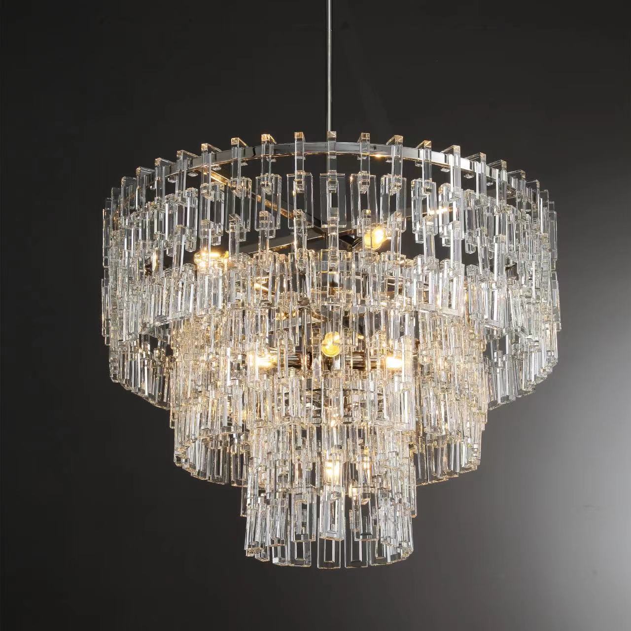 Momela Modern Tiered Round Crystal Chandelier 36'', 48", 60" chandelier Kevin Studio Inc 36" Polished Nickel 