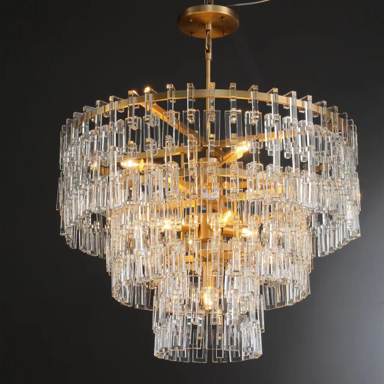 Momela Modern Tiered Round Crystal Chandelier 36'', 48", 60" chandelier Kevin Studio Inc 36" Lacquered Burnished Brass 