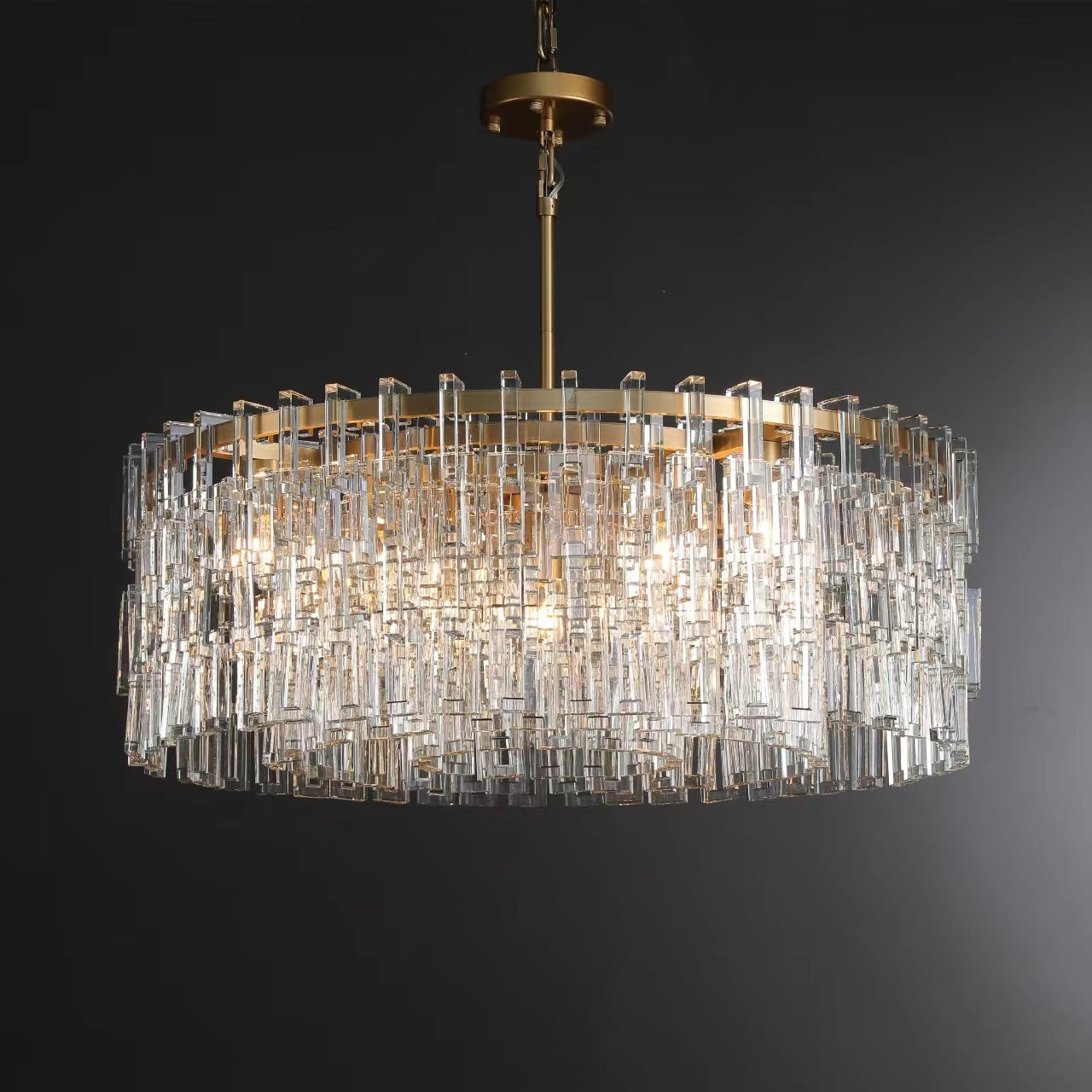 Momela Modern Round Crystal Chandelier 36", 48", 60" chandelier Kevin Studio Inc 36" Lacquered Burnished Brass 