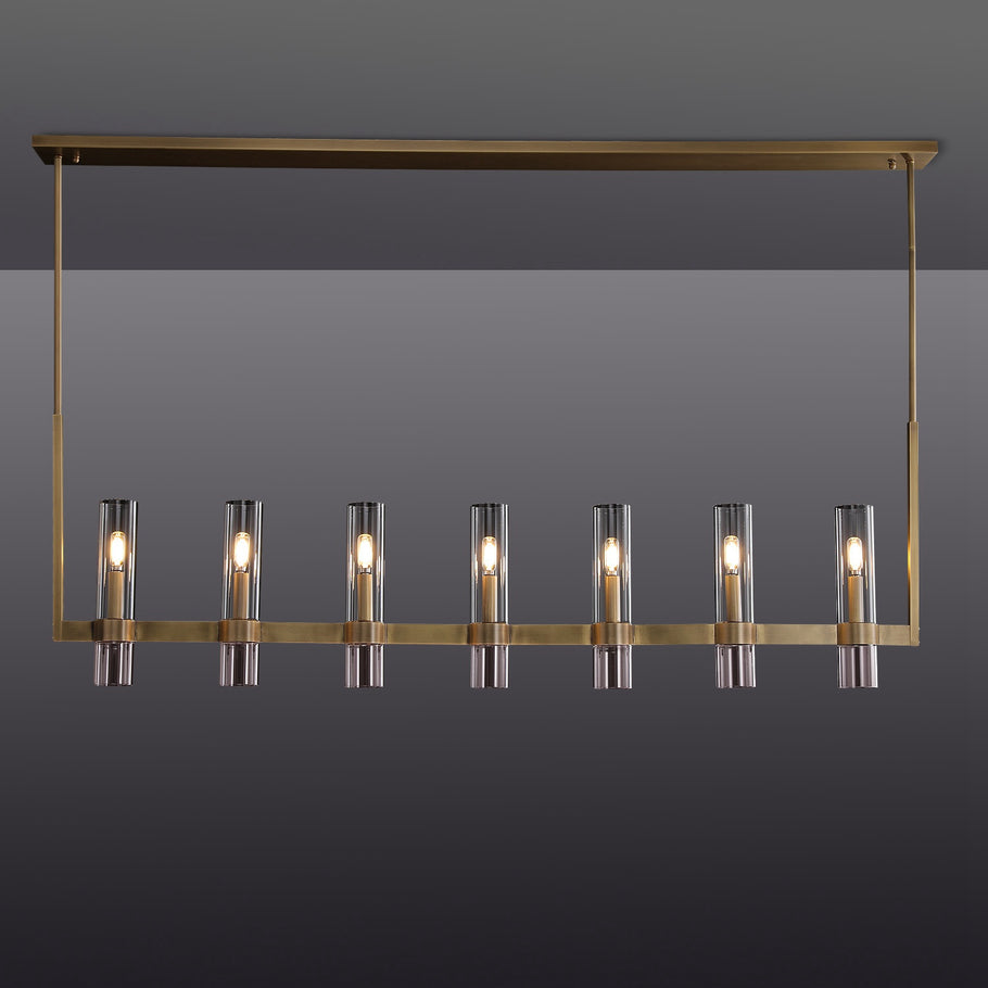 Develle Modern Linear Chandelier 59", 71" chandelier Kevin Studio Inc 59" Lacquered Burnished Brass 