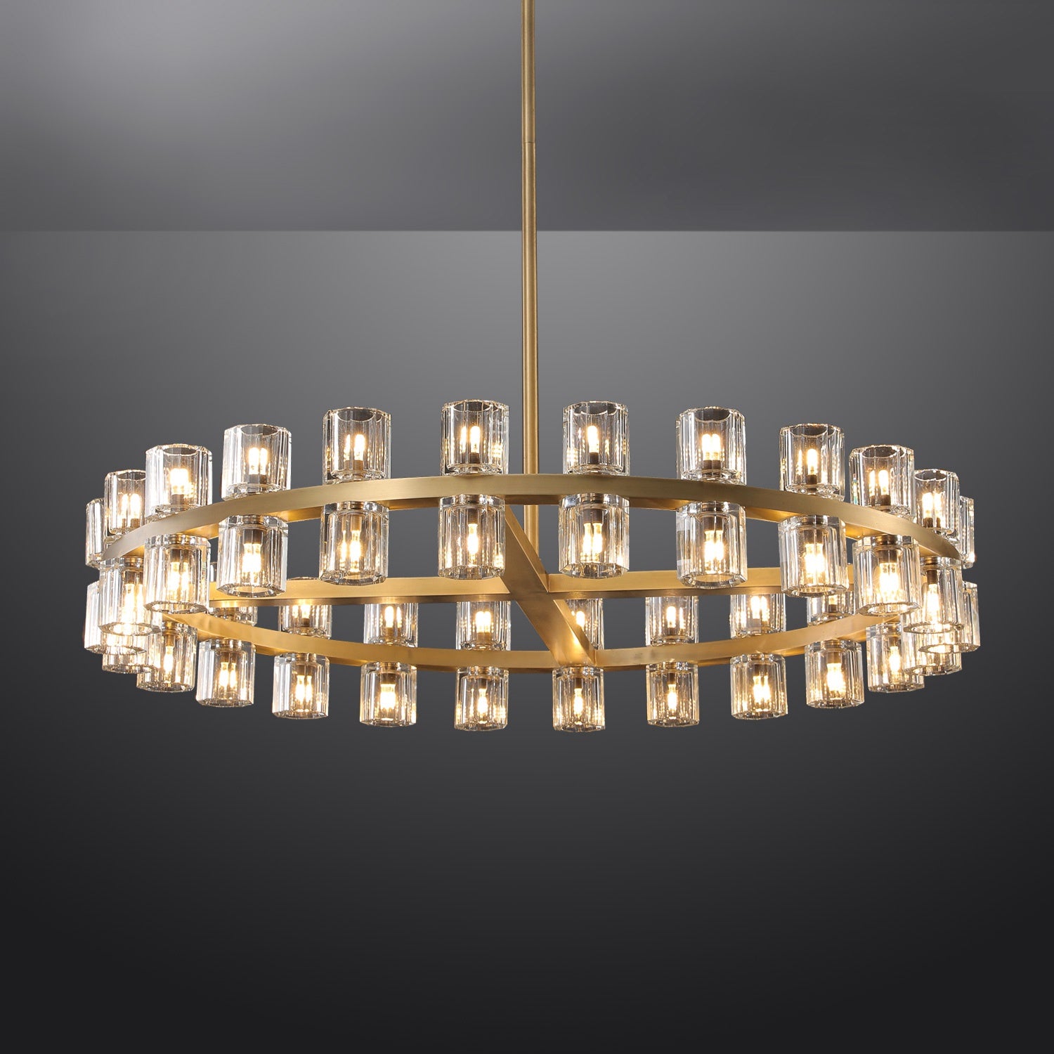 Aminda Modern Round Crystal Chandelier Light For Living Room 36", 48", 60" chandelier Kevin Studio Inc 36" Lacquered Burnished Brass 
