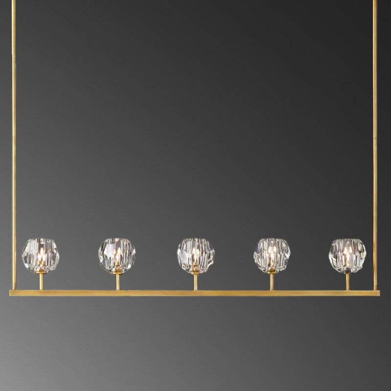 Floris Modern Crystal Ball Linear Chandelier 48", 60" chandelier Kevin Studio Inc 48" Lacquered Burnished Brass Clear