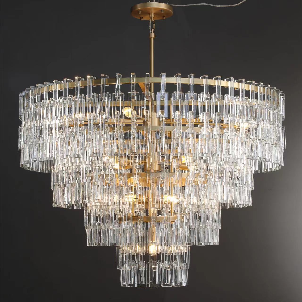 Momela Modern Tiered Round Crystal Chandelier 36'', 48", 60" chandelier Kevin Studio Inc 48" Lacquered Burnished Brass 