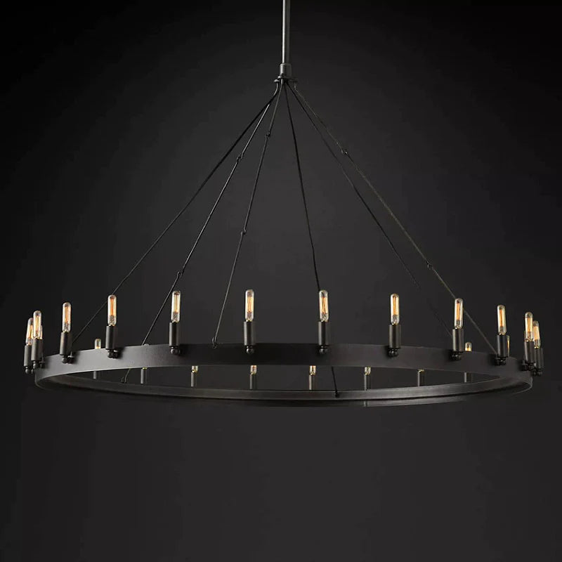 Kollie Vintage Round Chandelier 16", 38", 50", 63", 73" chandelier Kevin Studio Inc 50'' Matte Black Filament
