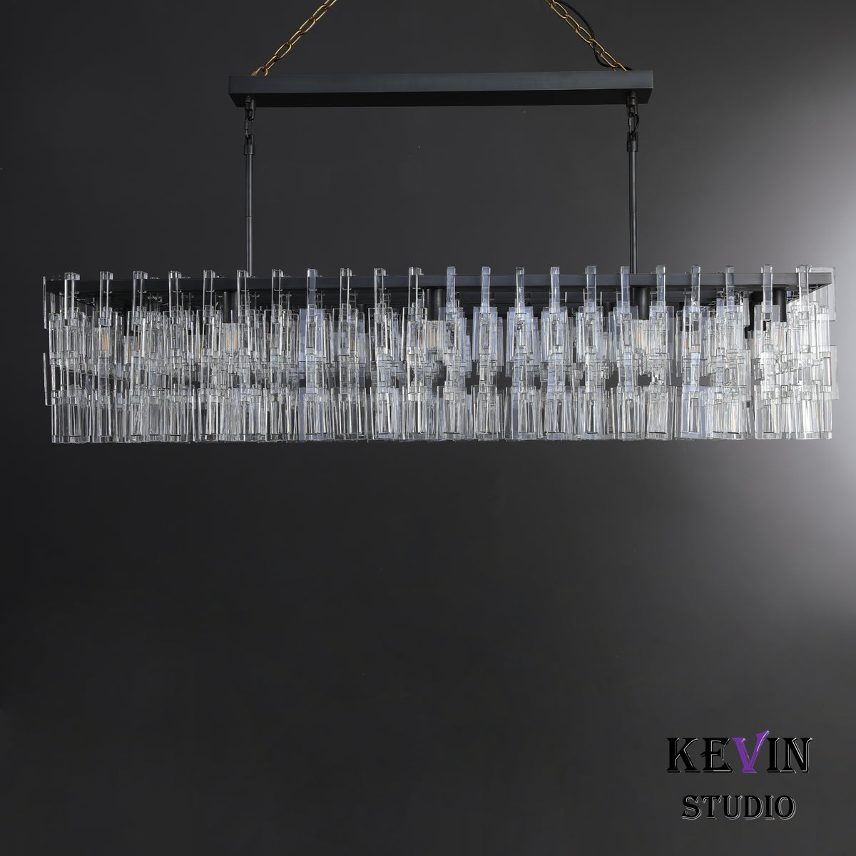 Momela Modern Crystal Rectangle Chandelier 60" Over Dining Table chandelier Kevin Studio Inc   