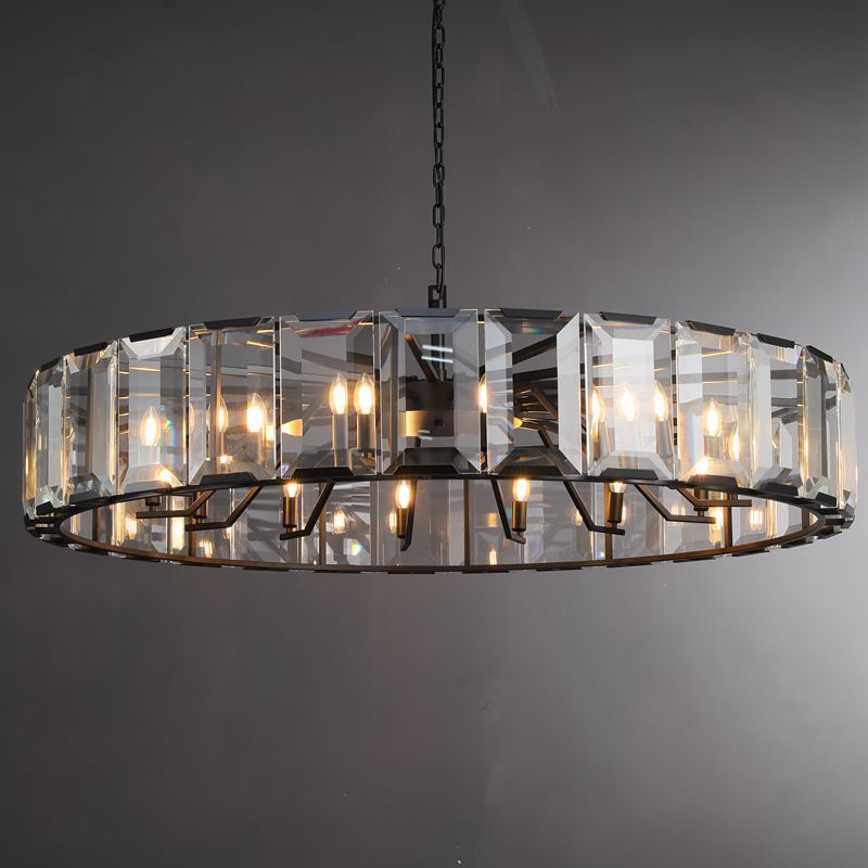 Helia Modern Faceted Crystal Glass Round Modern Chandelier 19", 31", 43", 60" chandelier Kevin Studio Inc 60'' Matte Black 