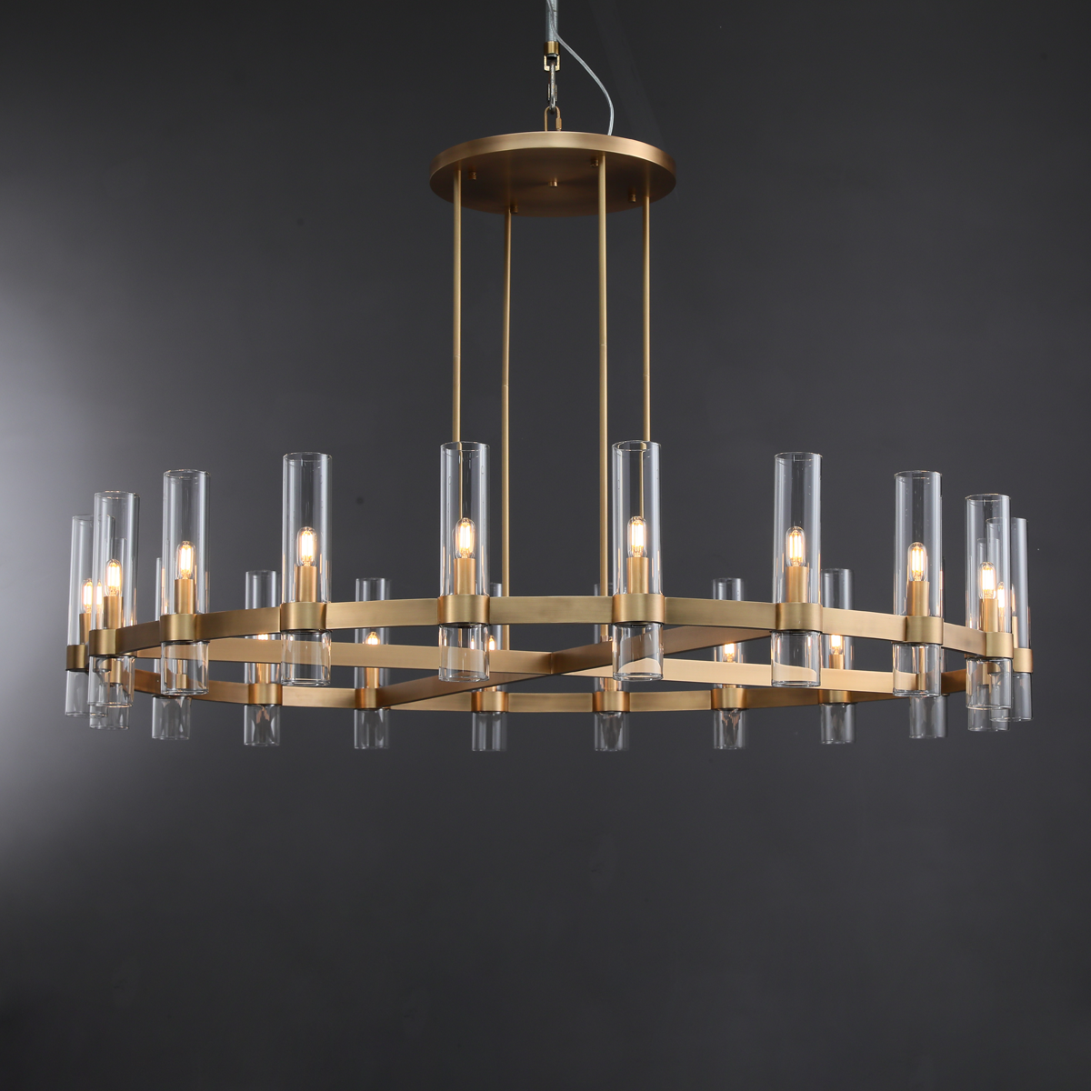 Develle Modern Round Glass Chandelier 36", 48", 60" chandelier Kevin Studio Inc 60" Lacquered Burnished Brass 