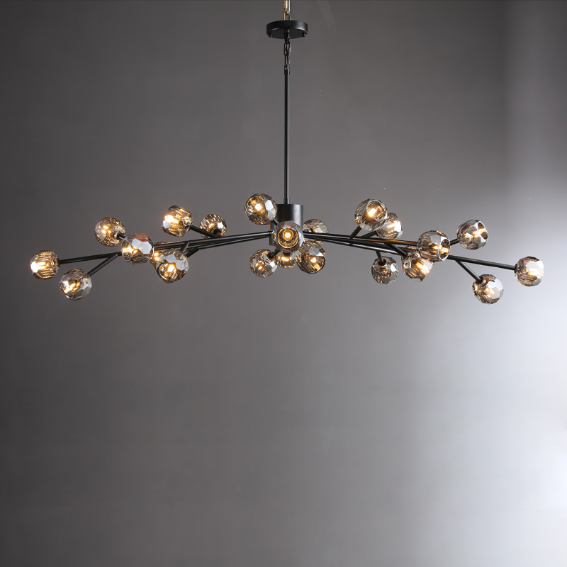 Floris Modern Crystal Ball Oval Chandelier 72" chandelier Kevin Studio Inc Matte Black Smoky 