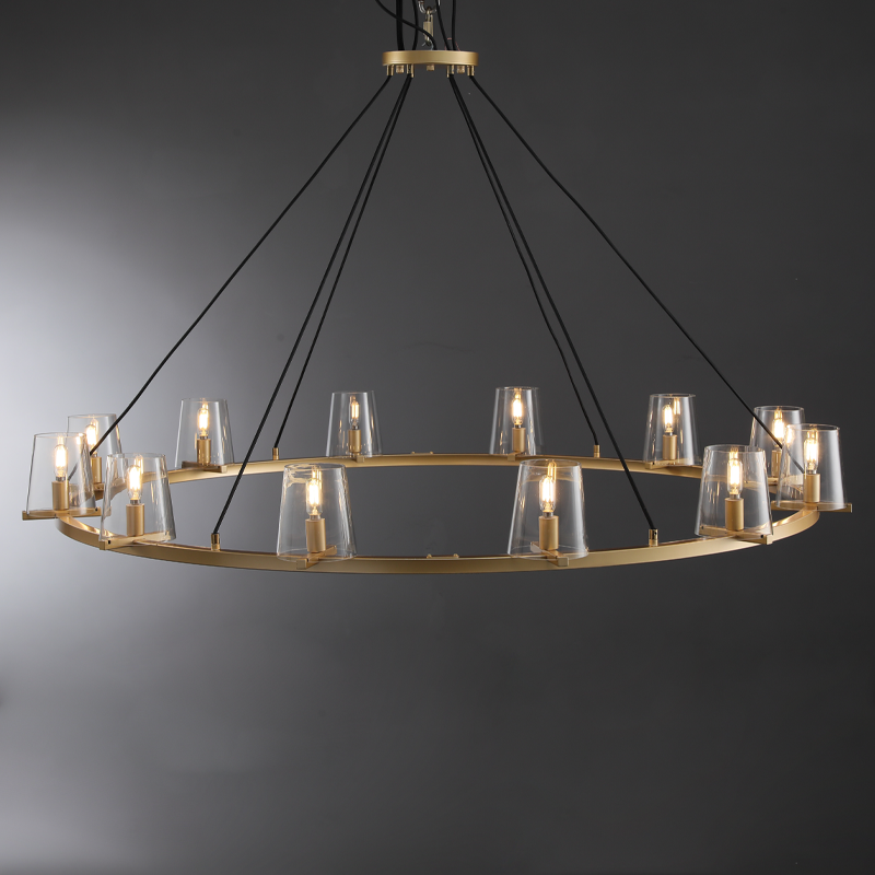 Korle Modern Round Clear Glass Chandelier 36", 48", 60" chandelier Kevin Studio Inc 60'' Lacquered Burnished Brass 