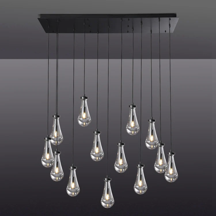Camelia Raindrop Modern Linear Chandelier 54‘’, 72" chandelier Kevin Studio Inc 54" Matte Black 