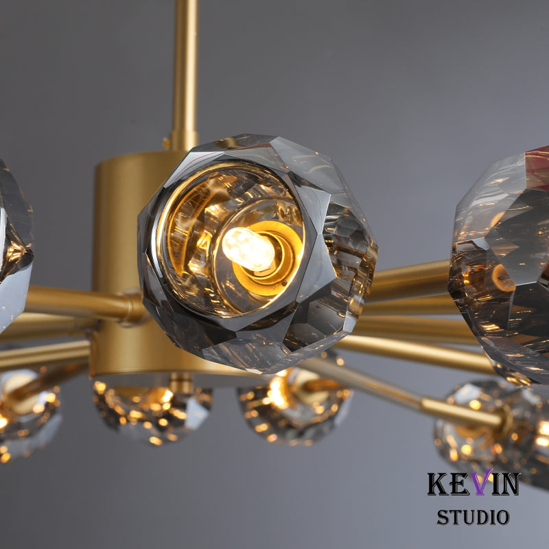 Floris Modern Crystal Ball Oval Chandelier 72" chandelier Kevin Studio Inc   