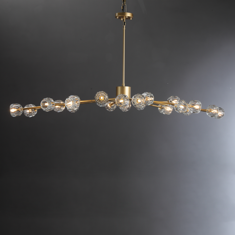 Floris Modern Crystal Ball Oval Chandelier 72" chandelier Kevin Studio Inc Lacquered Burnished Brass Clear 