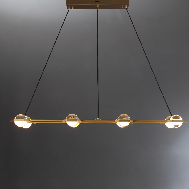 Rodie Modern Crystal Ball Rectangular Chandelier 54" 72" chandelier Kevin Studio Inc 54" W Lacquered Burnished Brass 