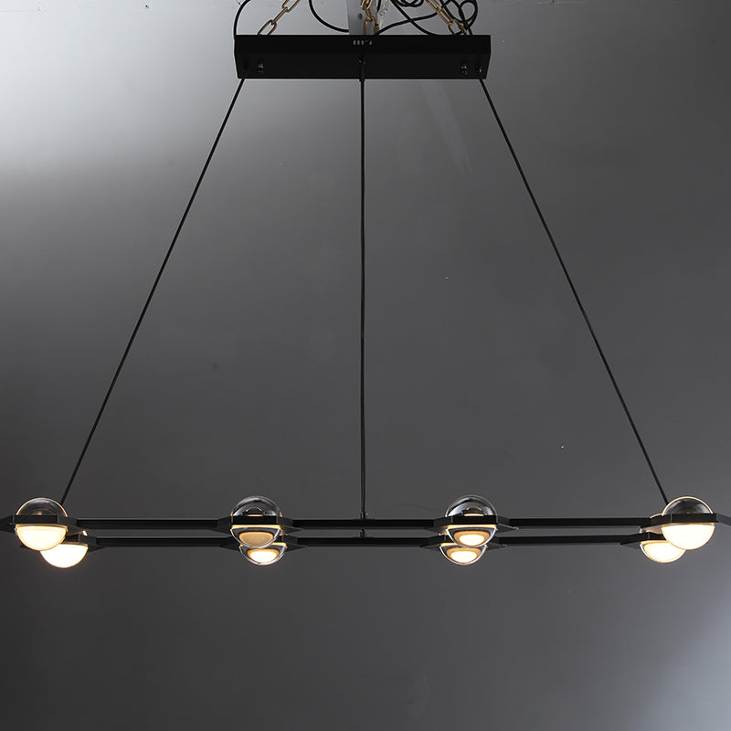 Rodie Modern Crystal Ball Rectangular Chandelier 54" 72" chandelier Kevin Studio Inc 54" W Matte Black 
