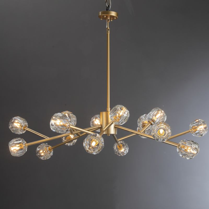 Floris Modern Crystal Ball Round Chandelier 48"  Kevin Studio Inc Lacquered Burnished Brass Clear 