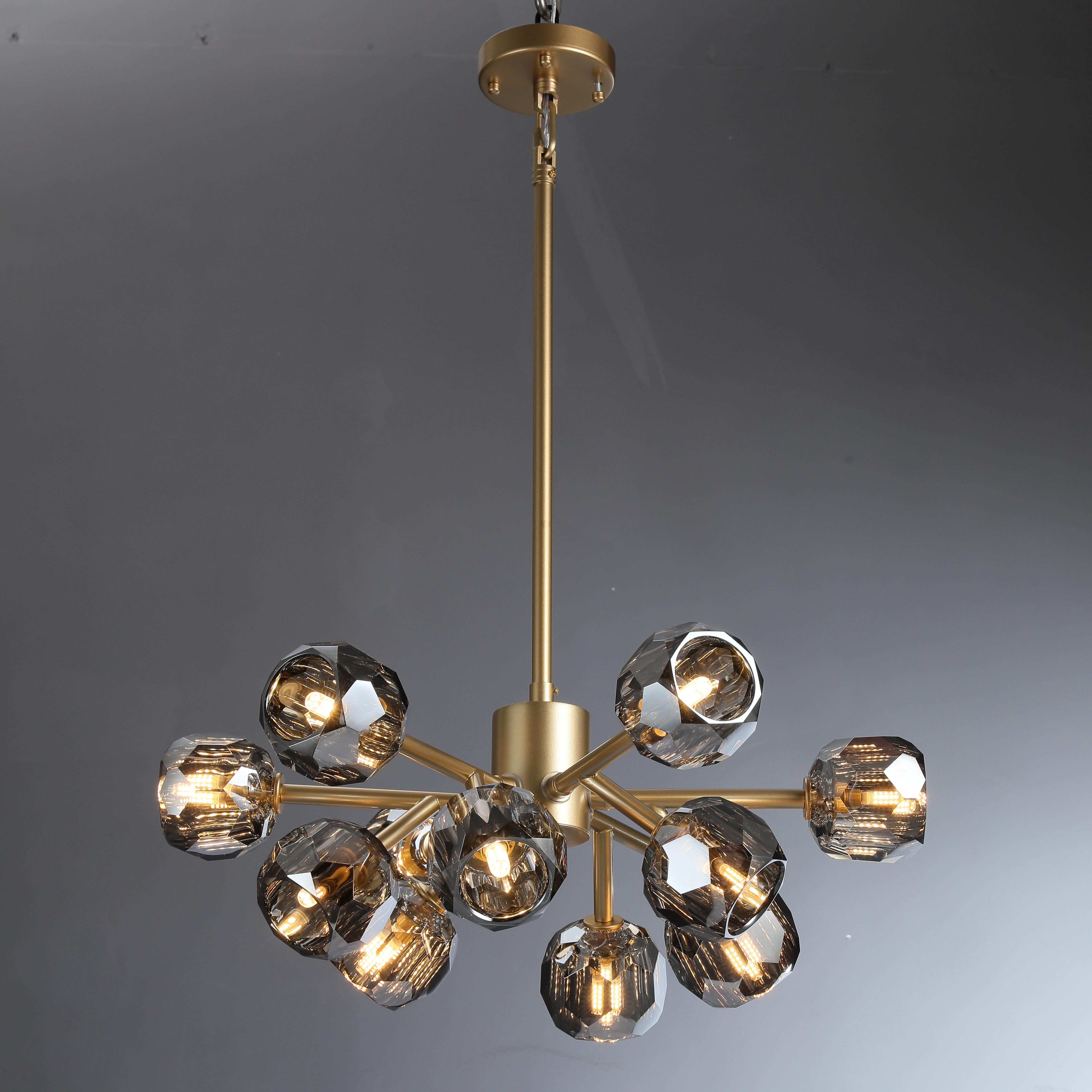 Floris Modern Crystal Ball Round Chandelier 24" For Living Room chandelier Kevin Studio Inc Lacquered Burnished Brass Smoky 