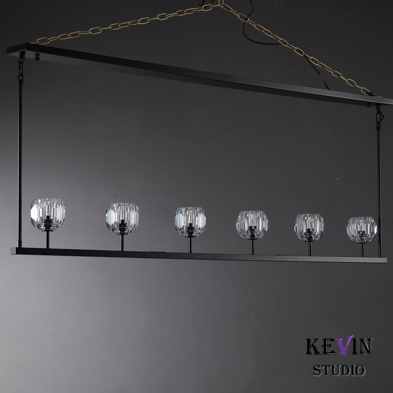 Floris Modern Crystal Ball Linear Chandelier 48", 60" chandelier Kevin Studio Inc   