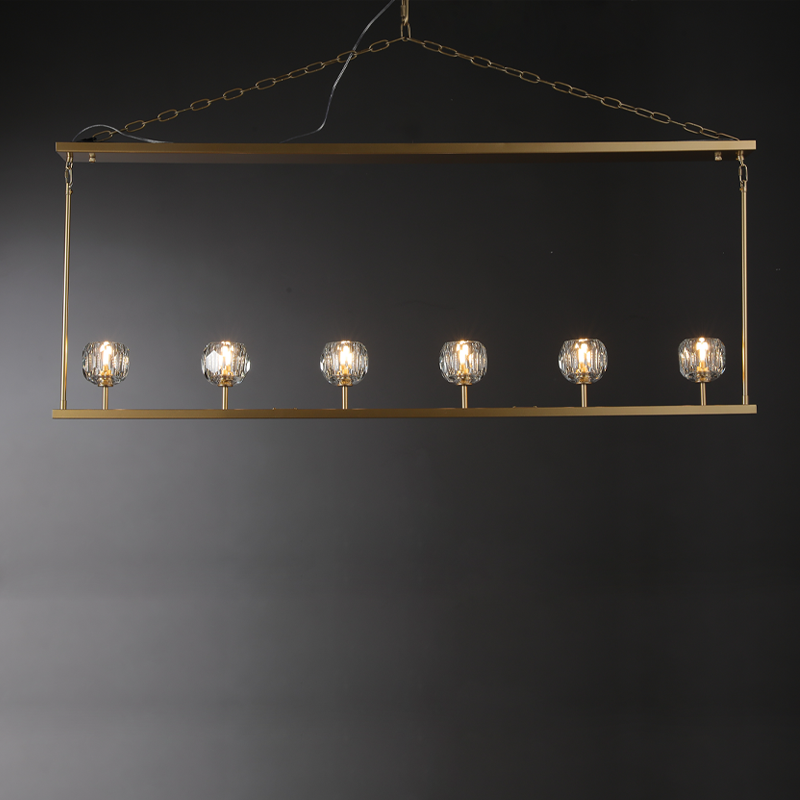 Floris Modern Crystal Ball Linear Chandelier 48", 60" chandelier Kevin Studio Inc 60" Lacquered Burnished Brass Clear