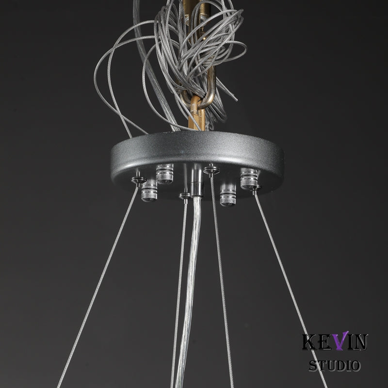 Notus Modern Halo Round Smoky Crystal Chandelier chandelier Kevin Studio Inc   
