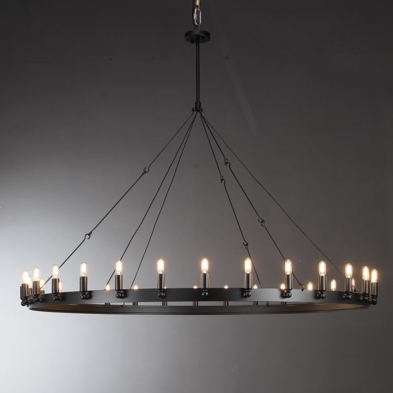 Kollie Vintage Round Chandelier 16", 38", 50", 63", 73" chandelier Kevin Studio Inc 63'' Matte Black Filament