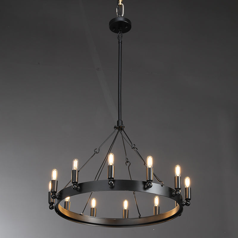Kollie Vintage Round Chandelier 16", 38", 50", 63", 73" chandelier Kevin Studio Inc 26'' Matte Black Filament