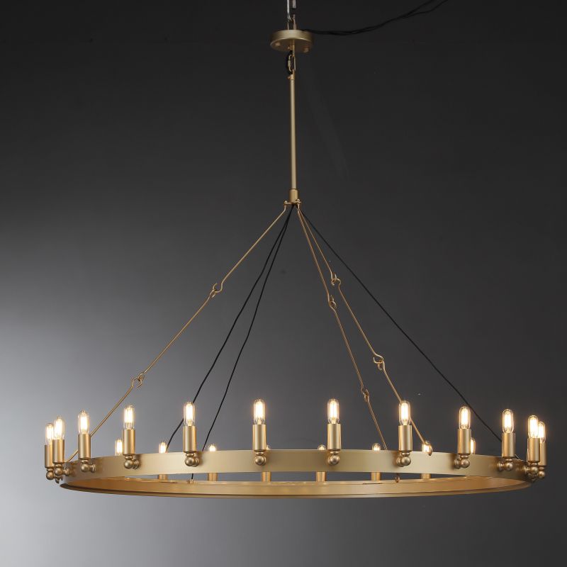 Kollie Vintage Round Chandelier 16", 38", 50", 63", 73" chandelier Kevin Studio Inc 50'' Lacquered Burnished Brass Filament