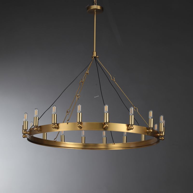 Kollie Vintage Round Chandelier 16", 38", 50", 63", 73" chandelier Kevin Studio Inc 38'' Lacquered Burnished Brass Filament