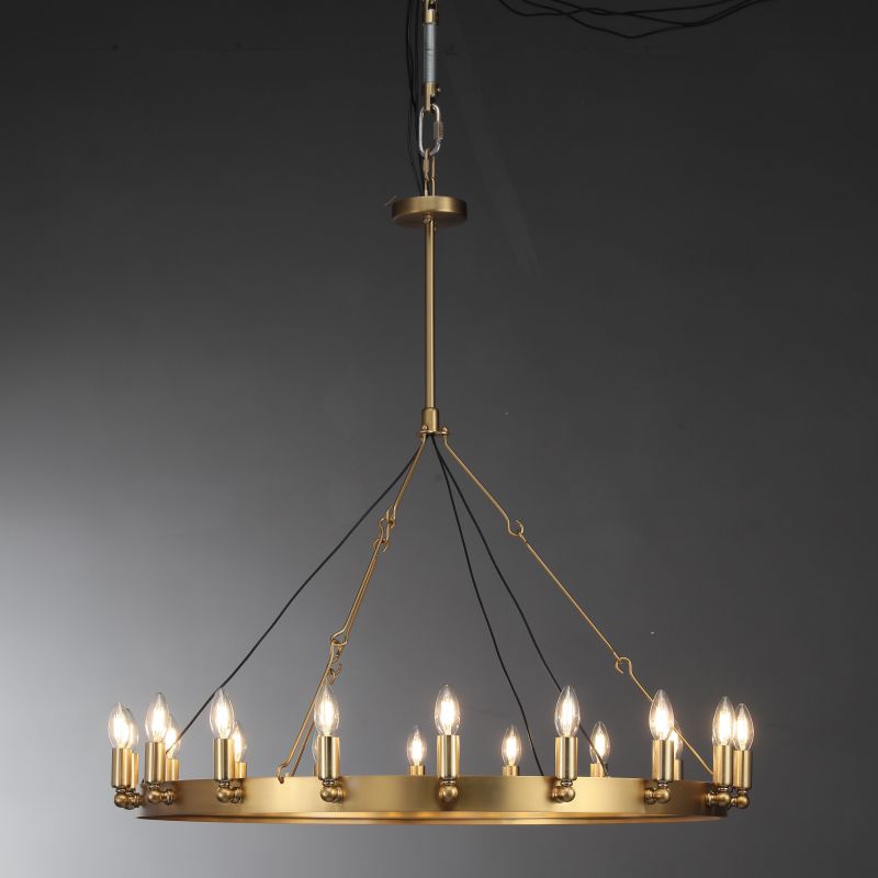 Kollie Vintage Round Chandelier 16", 38", 50", 63", 73" chandelier Kevin Studio Inc 38'' Lacquered Burnished Brass Style C