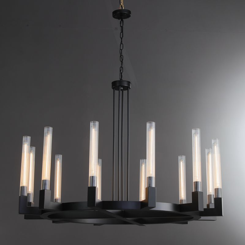 Zreddie Candlestick Modern Round Chandelier 36", 48", 60", 72" chandelier Kevin Studio Inc 48” Matte Black 