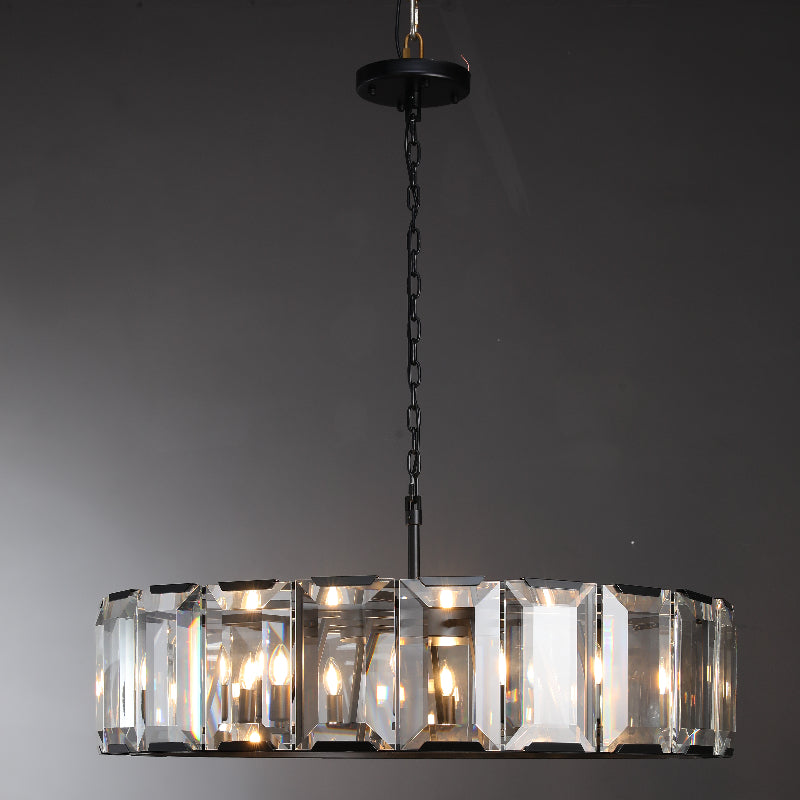 Helia Modern Faceted Crystal Glass Round Modern Chandelier 19", 31", 43", 60" chandelier Kevin Studio Inc 43" Matte Black 