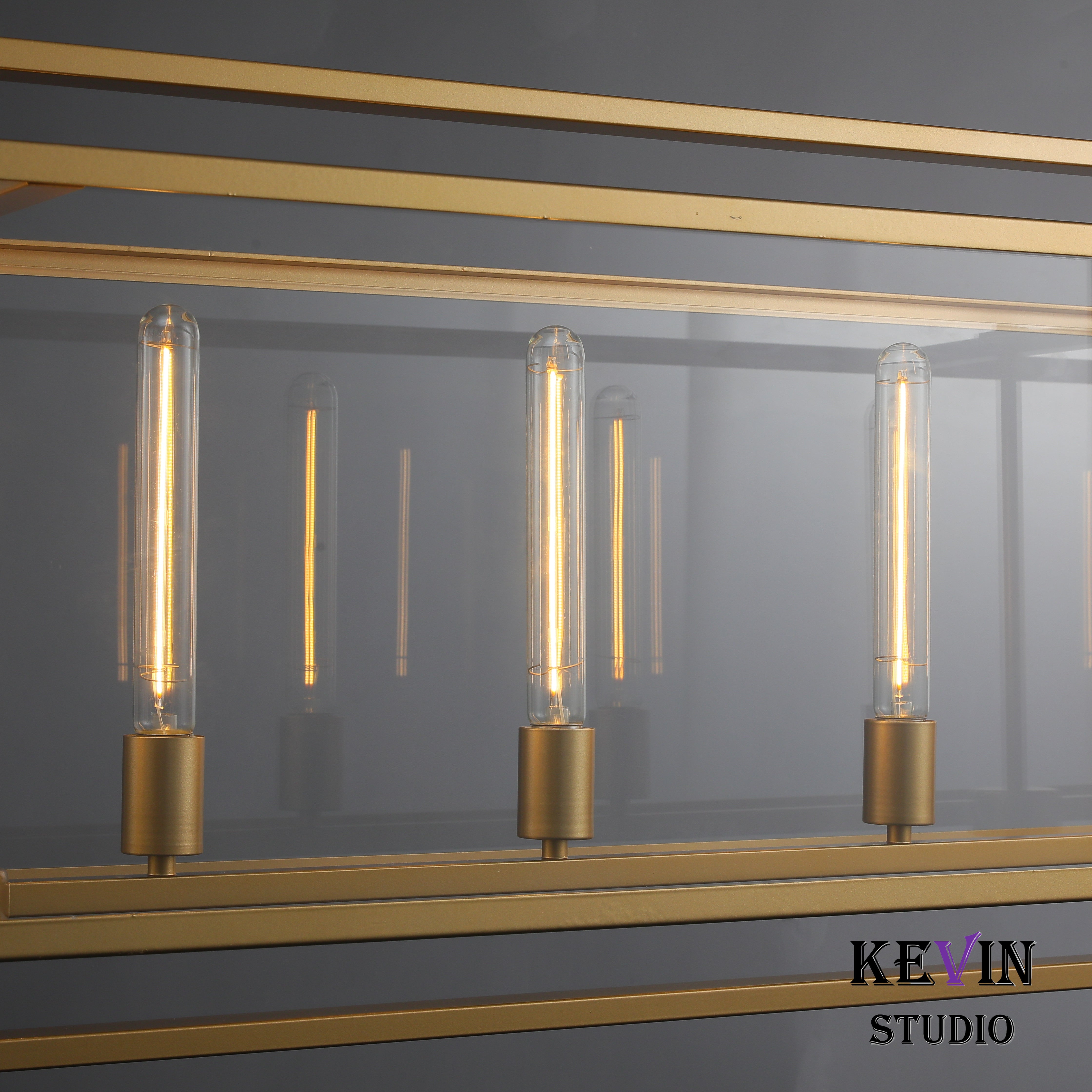 Deck Candlestick Glass Lantern Modern Rectangular Chandelier 54'', 72'' chandelier Kevin Studio Inc   