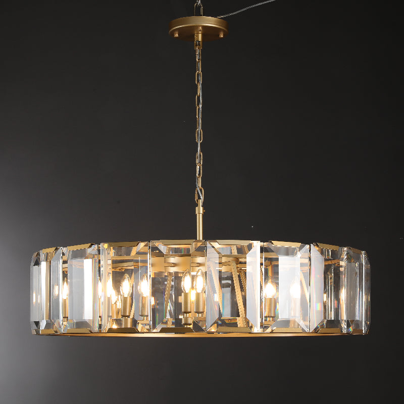 Helia Modern Faceted Crystal Glass Round Modern Chandelier 19", 31", 43", 60" chandelier Kevin Studio Inc 43" Lacquered Burnished Brass 