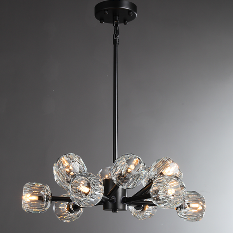 Floris Modern Crystal Ball Round Chandelier 24" For Living Room chandelier Kevin Studio Inc Matte Black Clear 