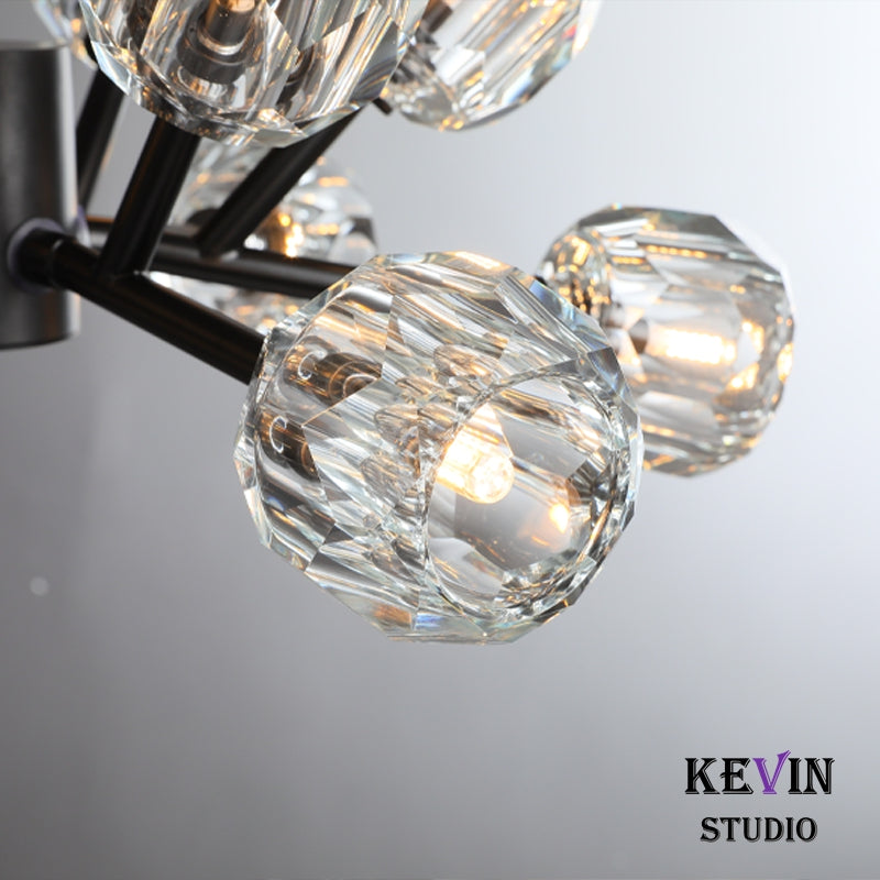 Floris Modern Crystal Ball Round Chandelier 24" For Living Room chandelier Kevin Studio Inc   
