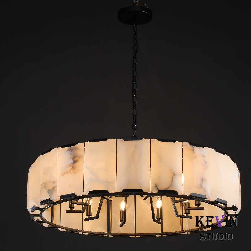 Helia Modern Translucent Calcite Round Chandelier 19", 31", 43", 60" chandelier Kevin Studio Inc   
