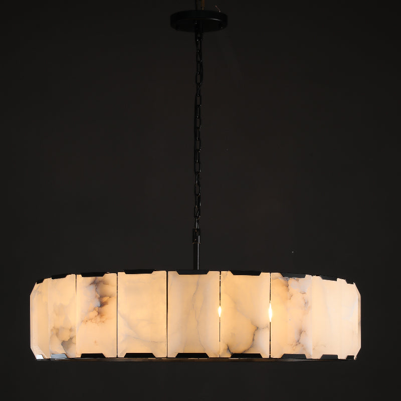 Helia Modern Translucent Calcite Round Chandelier 19", 31", 43", 60" chandelier Kevin Studio Inc 43" Matte Black 